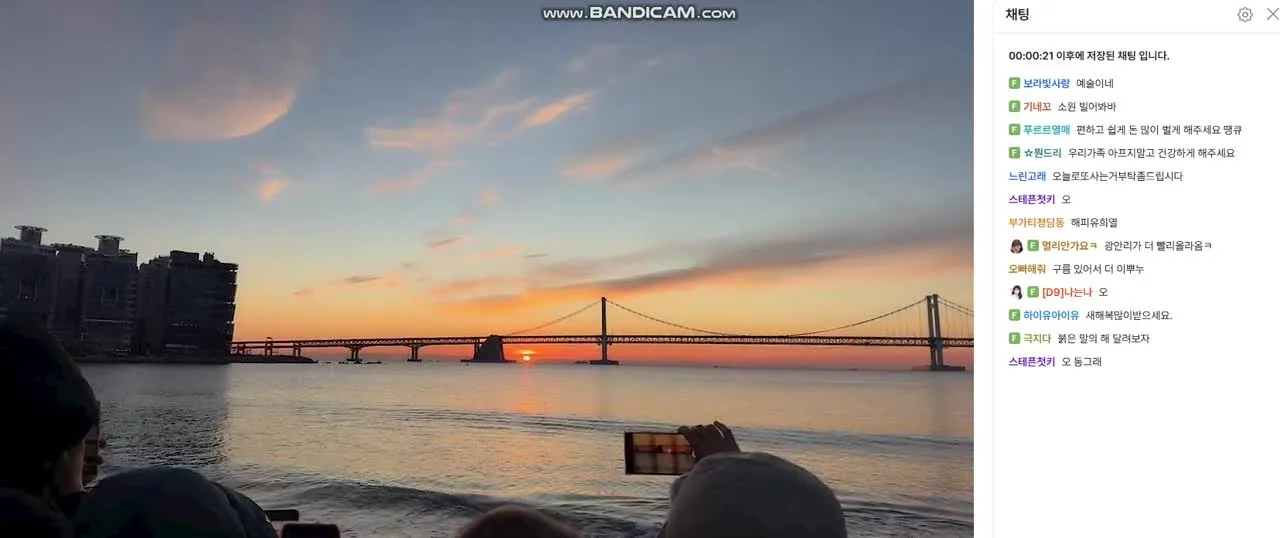 새해맞이 유튜브 라이브 채팅창, 시청자들이 소원과 새해 인사를 나누는 모습