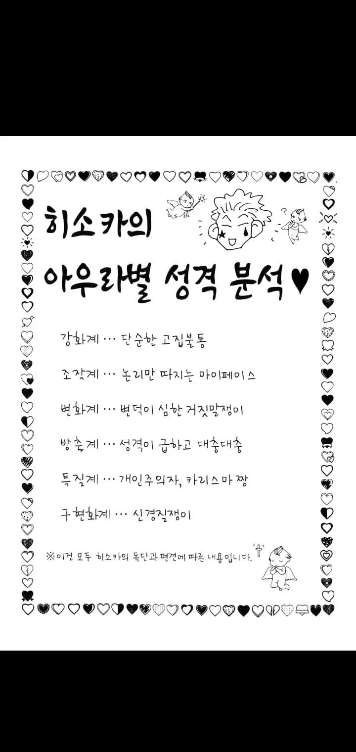 히소카의 아우라별 성격 분석표: 강화계부터 구현화계까지 6가지 유형 설명