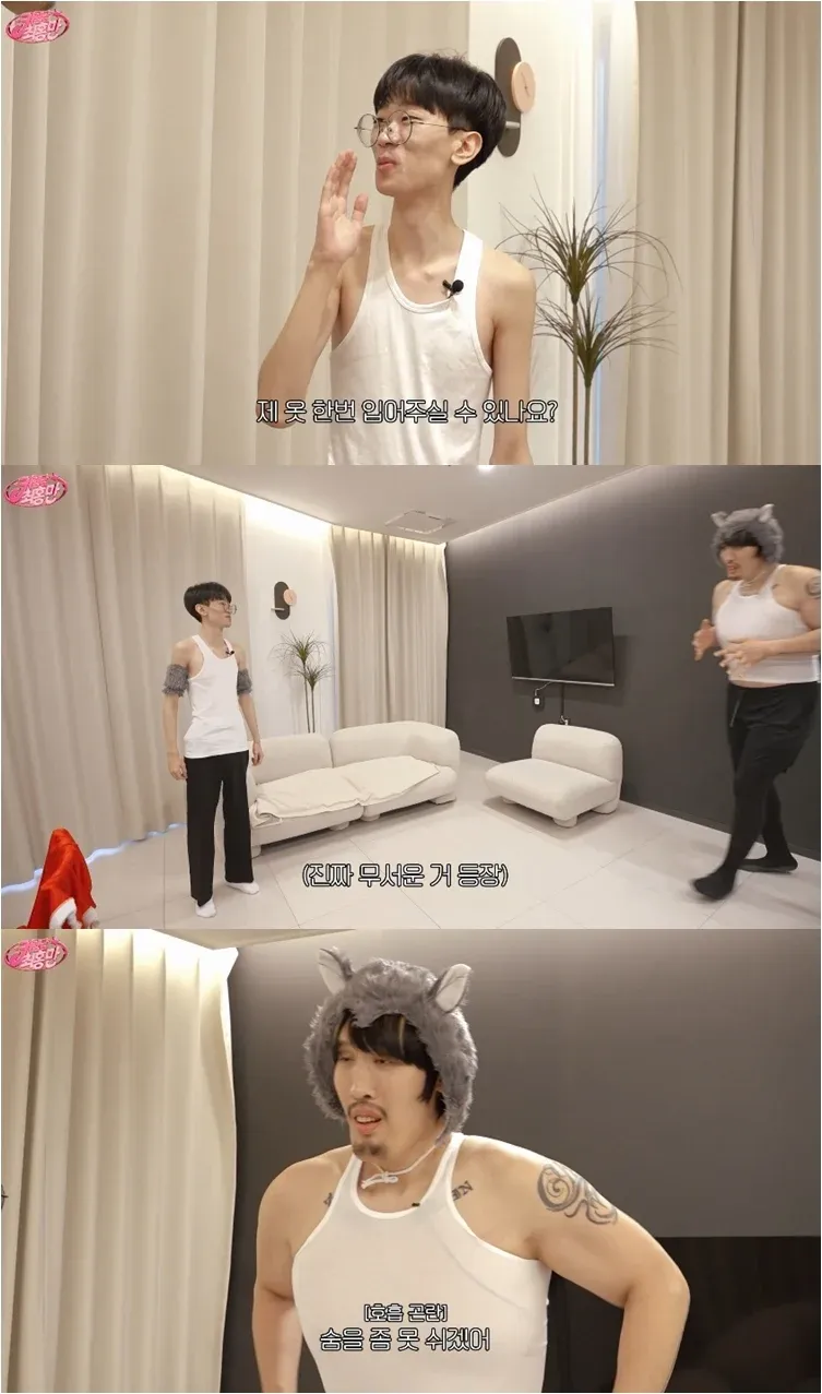 47kg 멸치남과 160kg 최홍만의 극단적 체격 차이 비교 장면