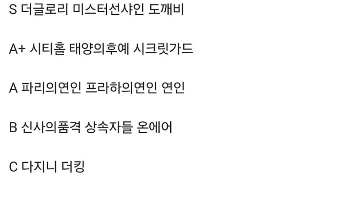김은숙 작가 드라마 티어표: S티어 더글로리, 미스터선샤인, 도깨비 등 등급별 작품 분류