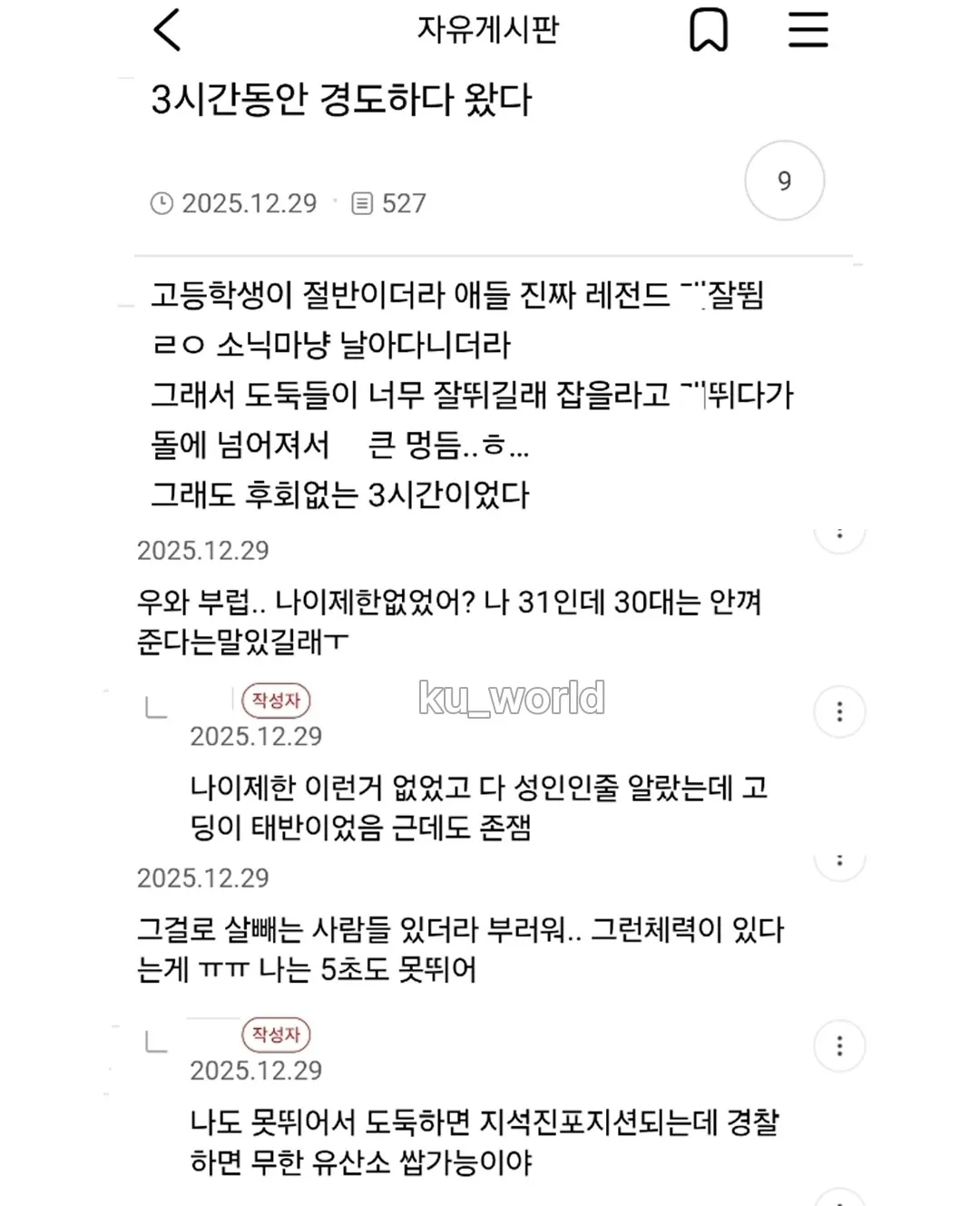 당근마켓 경찰도둑 놀이 후기 커뮤니티 글 캡처