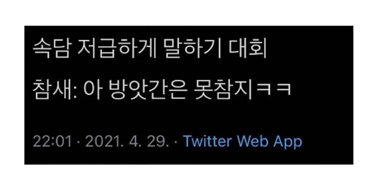 참새가 "아 방앗간은 못참지"라고 말하는 속담 저급하게 말하기 대회 짤
