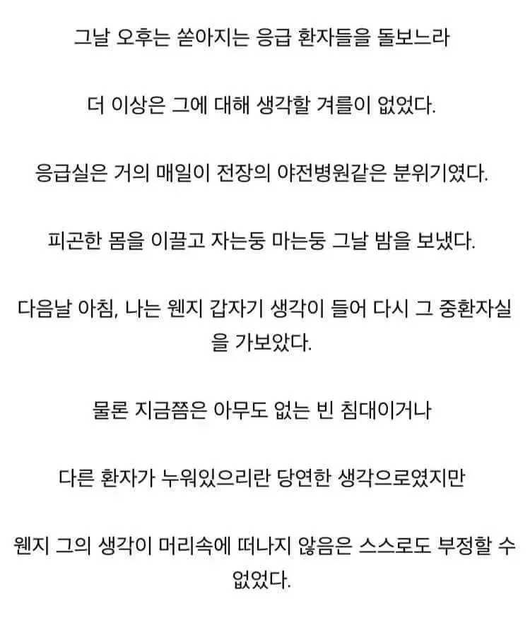응급실 의사의 중환자실 환자에 대한 회고 글