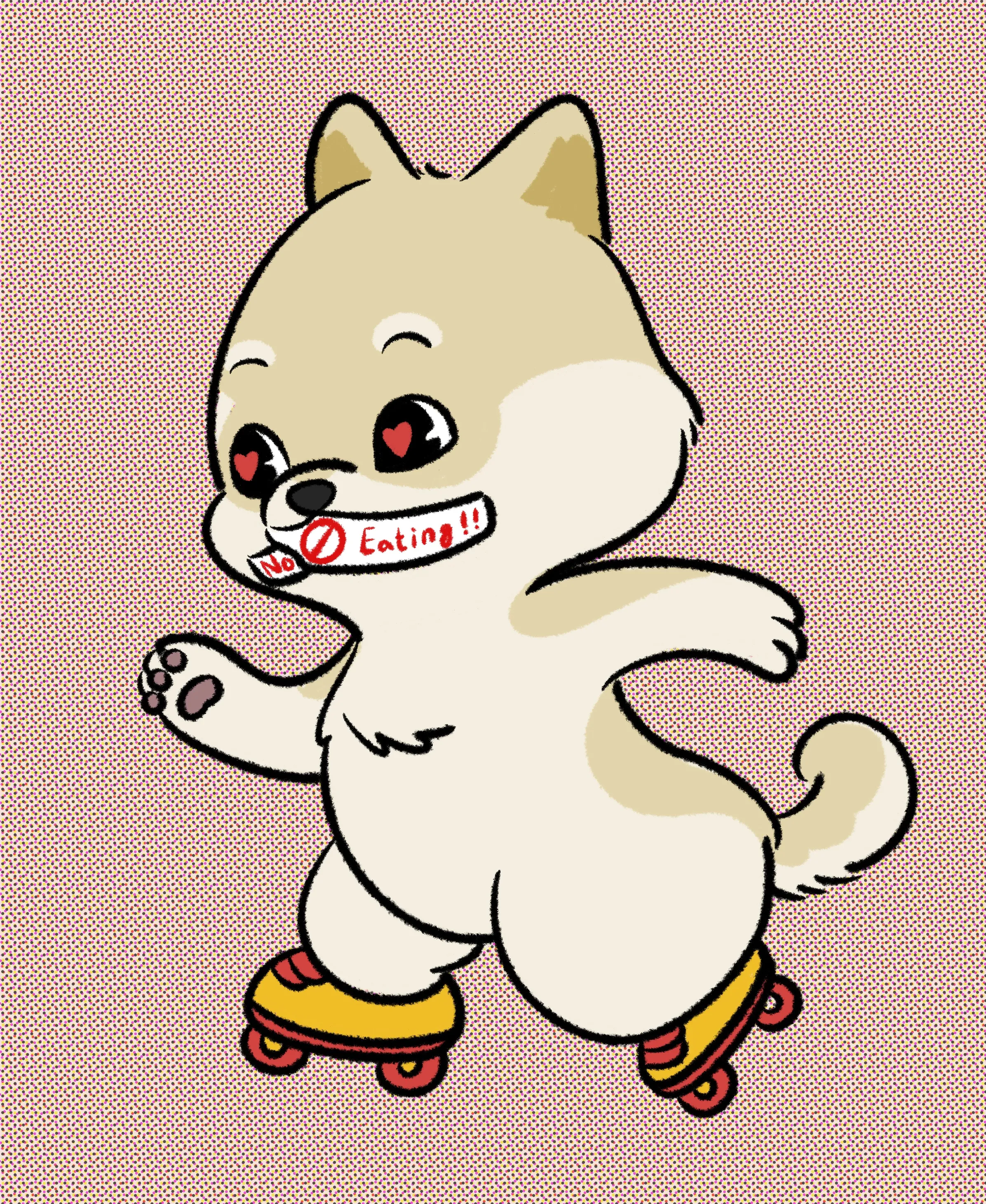 사직서 123장을 쓰고도 퇴직 실패한 사람이 "No Eating!!" 문구를 들고 있는 이미지