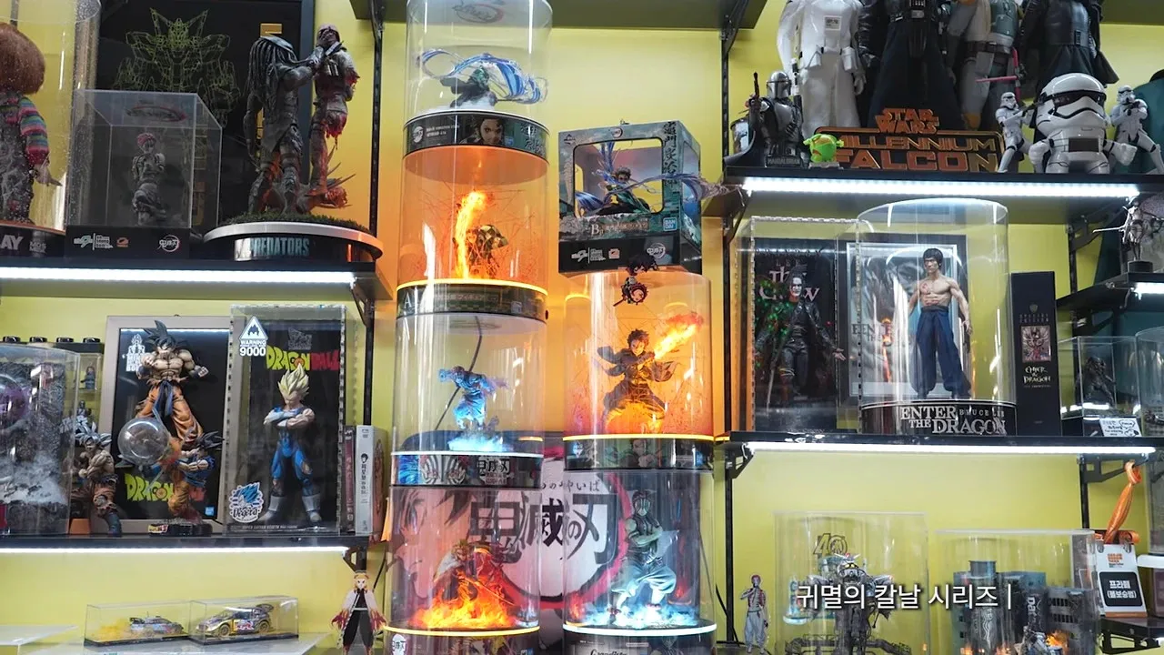 귀멸의 칼날 캐릭터 커스텀 피규어 전투 연출 장면