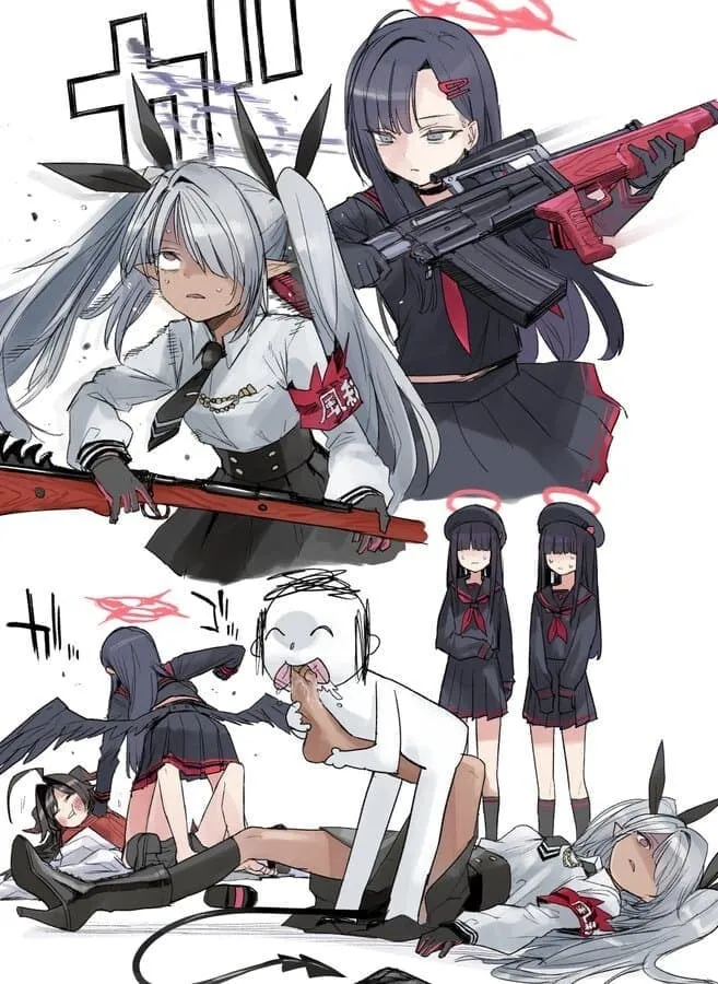 블루아카이브에 빠진 만화작가를 표현한 일러스트