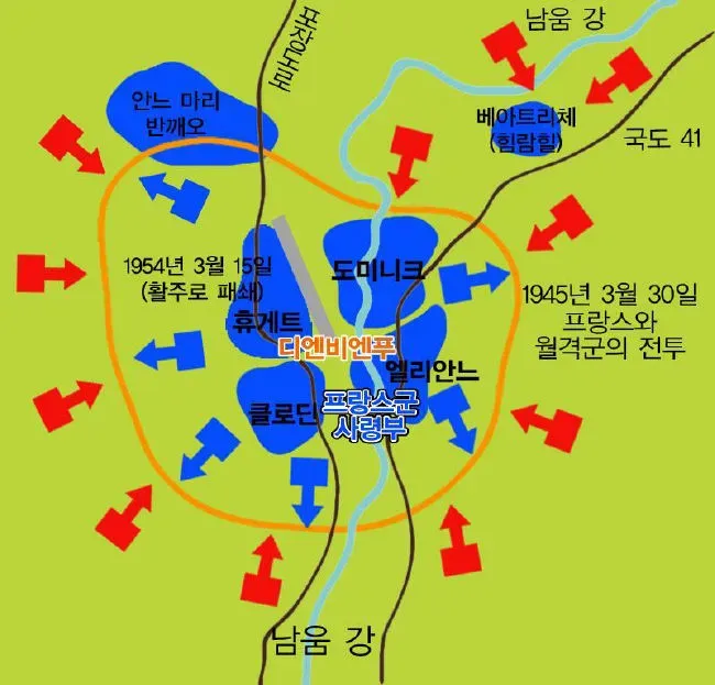 디엔비엔푸 전투 프랑스군 진지 배치도