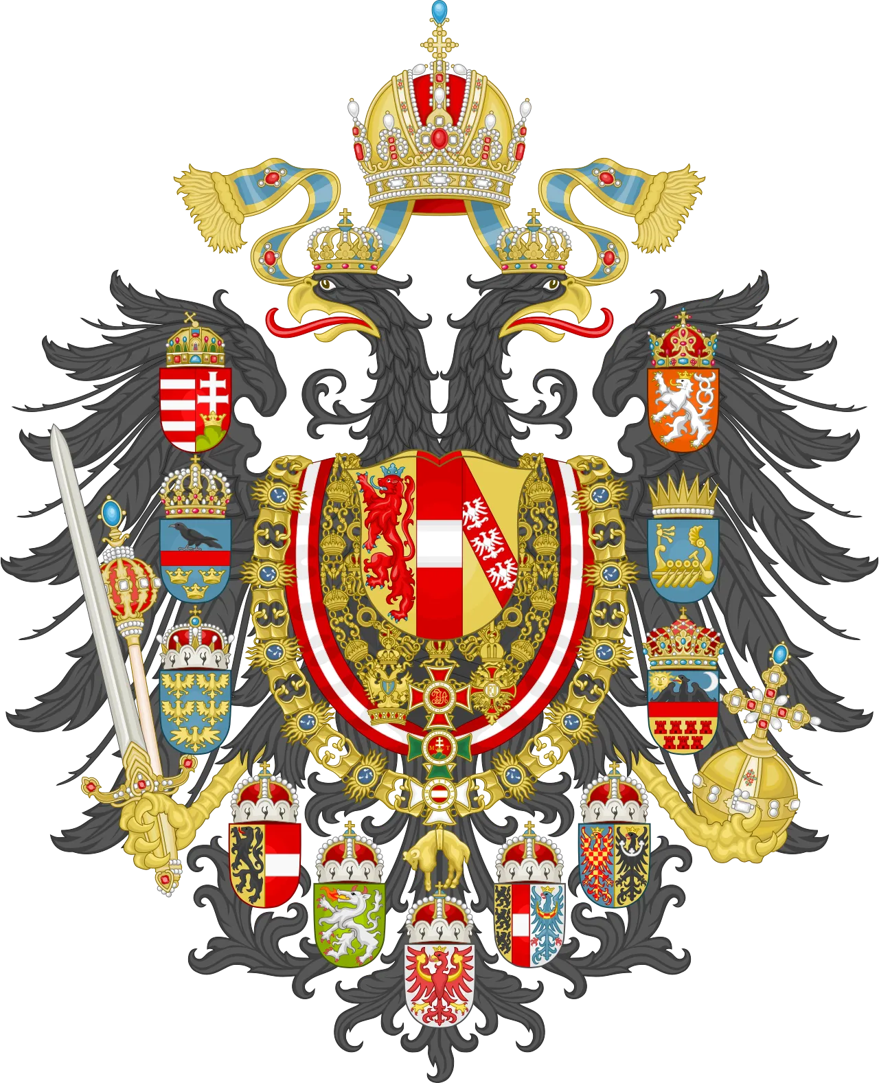 주걱턱이 특징인 합스부르크 가문 후손의 만화 캐리커처