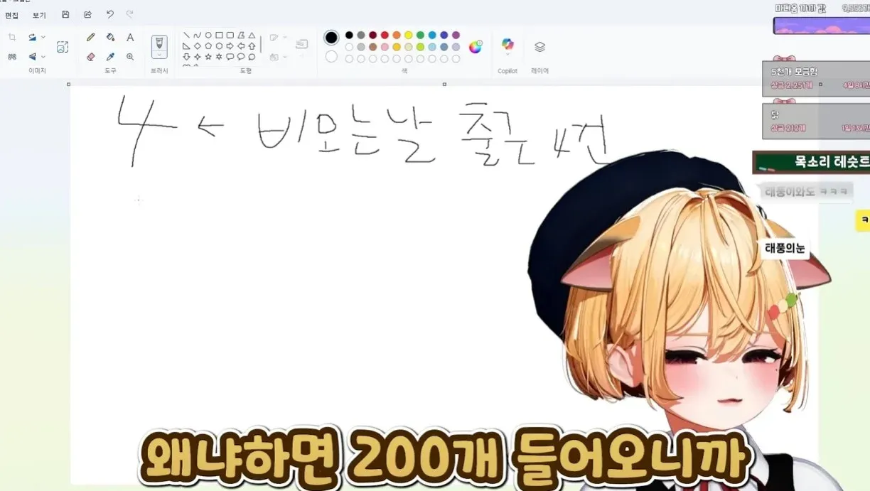 비 오는 날 출근 중 쿠키 200개 노쇼 당한 버튜버의 태풍의 눈 표정 짤