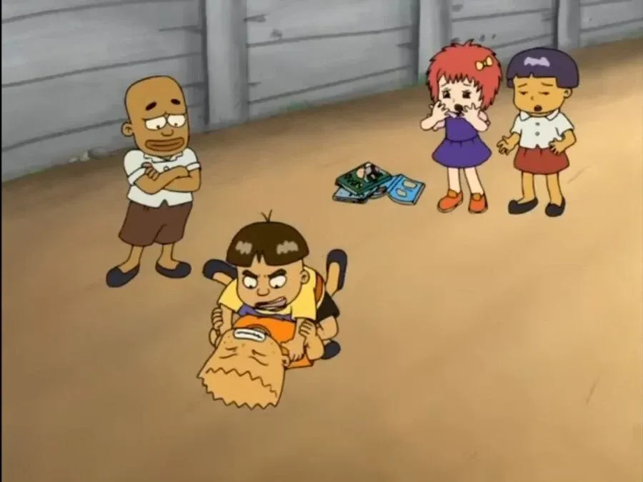 놀라서 소리치는 만화 캐릭터의 표정 컷