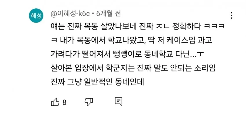 목동 학군지 주장에 반박하는 실거주자의 커뮤니티 댓글 캡처