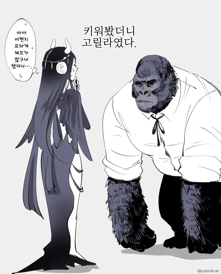 마녀가 키운 동물이 고릴라로 밝혀지는 4컷 만화