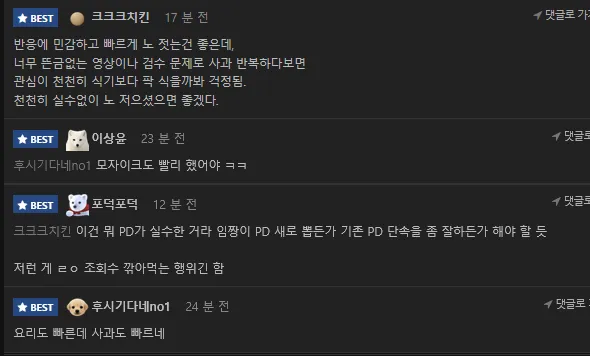 유튜브 댓글창 캡처, 임짱TV 채널의 빠른 대응에 대한 시청자 반응들
