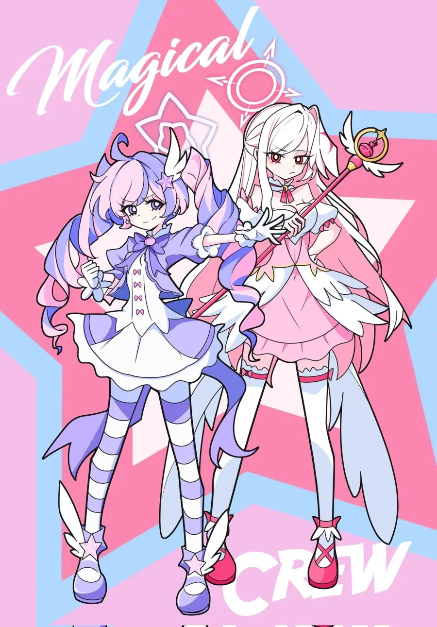 Magical CREW 로고가 있는 카툰 아카이브 이미지