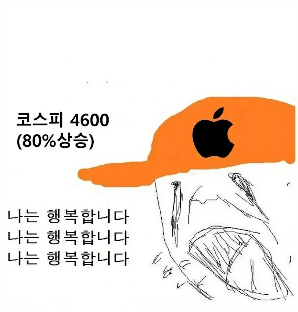 코스피 80% 상승 목표를 반복 암시하며 자기최면 거는 투자자 밈