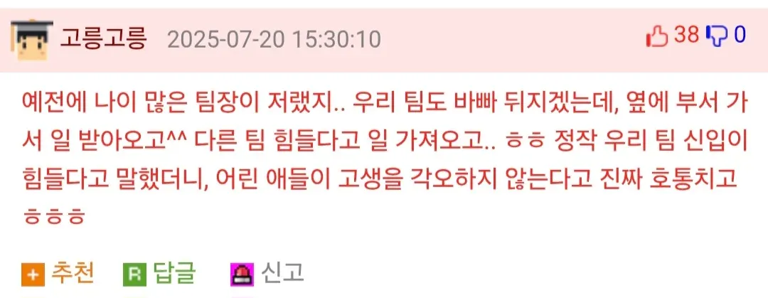 다른 팀 일은 받아오면서 팀원 힘들다는 말엔 호통치는 팀장 일화