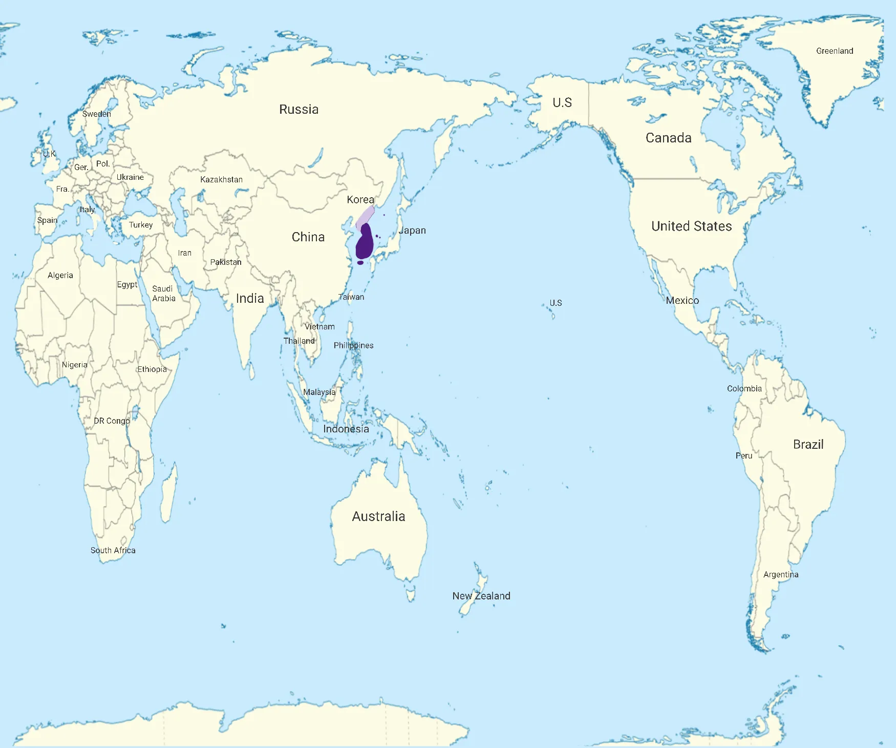 이란 지진 피해 현황을 보여주는 세계 지도, 각국 반응 표시