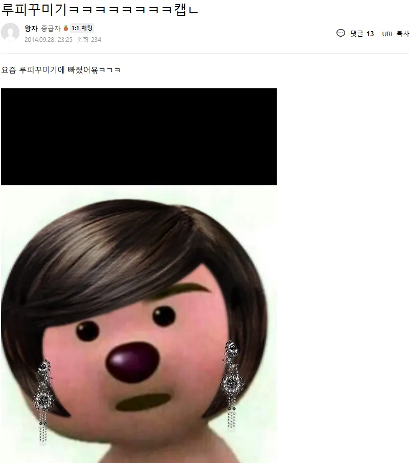 2014년 온라인 커뮤니티 게시글 캡처, 루피 꾸미기 관련 글