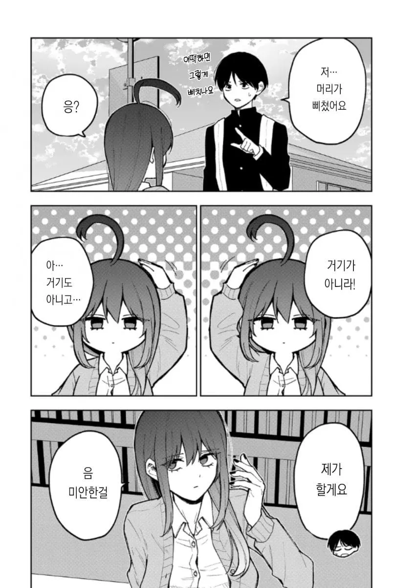 머리카락이 빠졌다고 말하는 사람과 오해하는 누나의 4컷 만화