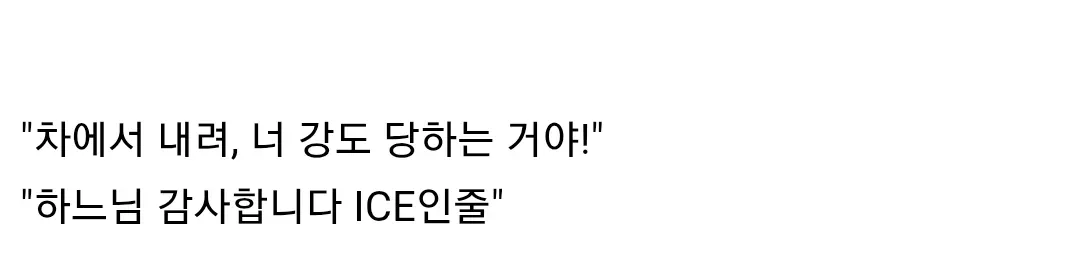 강도가 총을 겨누자 운전자가 ICE(이민단속국)인 줄 알고 안도하는 만화
