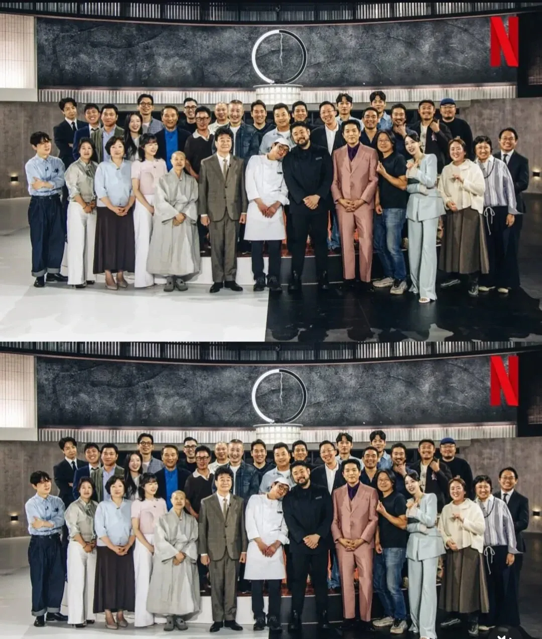 안성재가 결혼식에서 검은 옷을 입고 있는 모습을 보도한 뉴스 화면 캡처