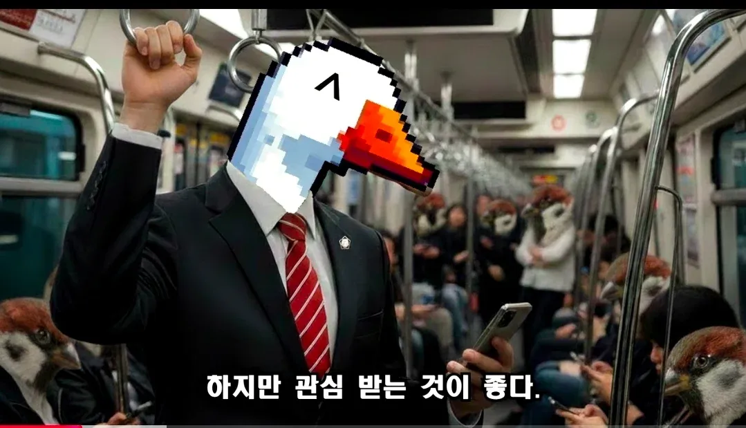 유튜버가 사칭 계정 발견에 기뻐하며 "관심 받는 것이 좋다"고 말하는 장면