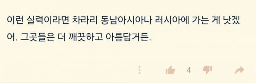 중국 여행 비하 및 동남아·러시아 추천 댓글 캡처 이미지