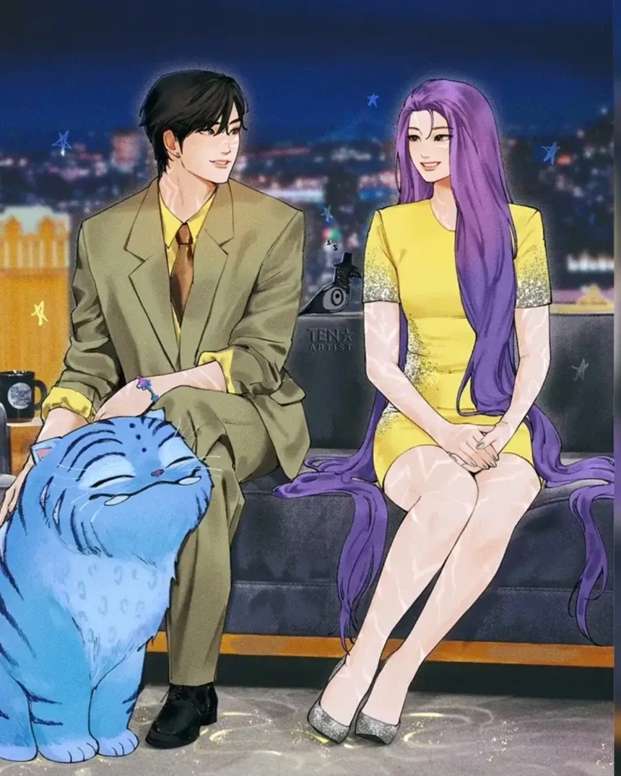 토크쇼 출연 후 그려진 케데헌 팬아트 일러스트