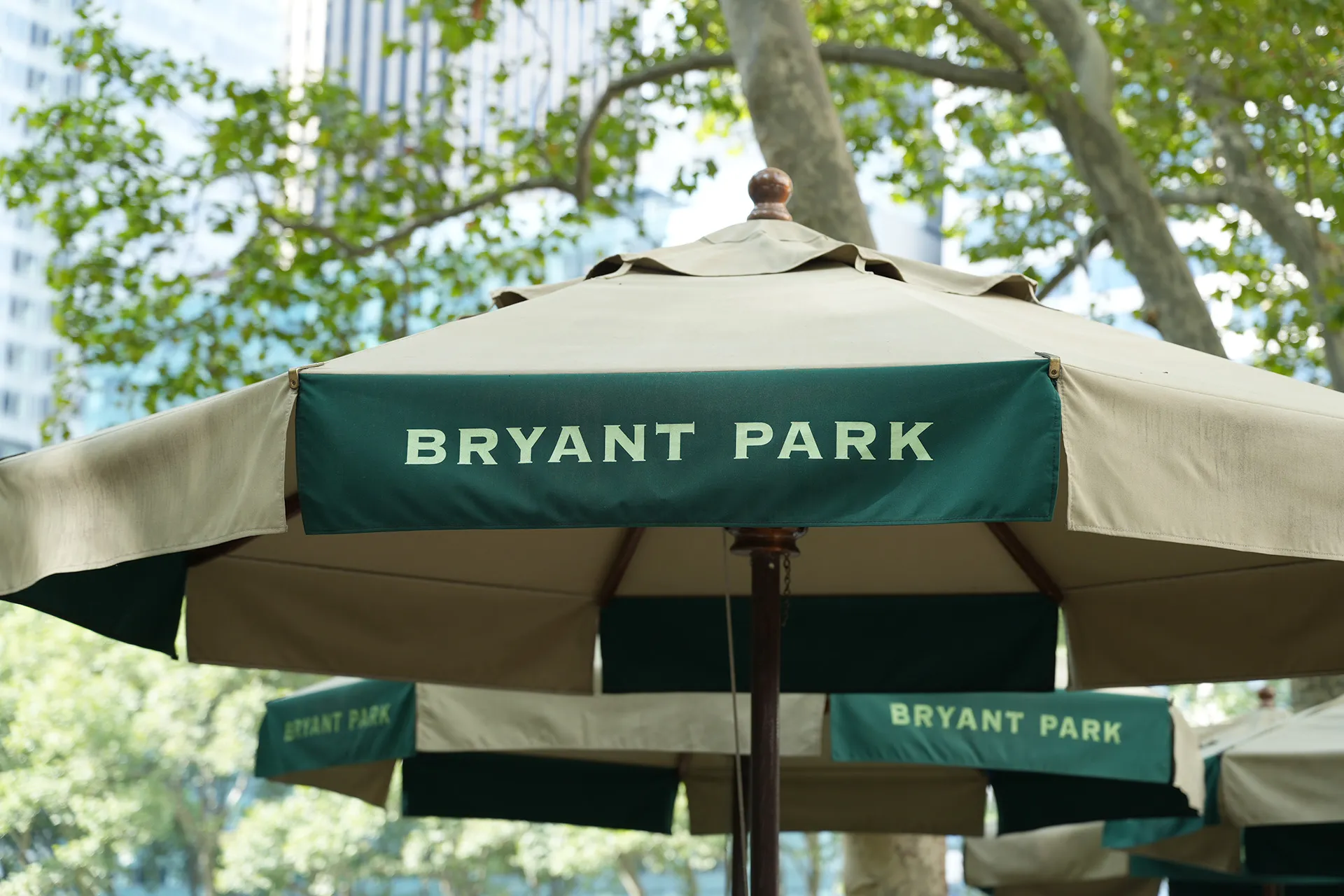 뉴욕 브라이언트 파크의 녹색 표지판