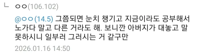 아버지에게 타일 일 그만두라는 조언을 담은 디시인사이드 댓글 캡처