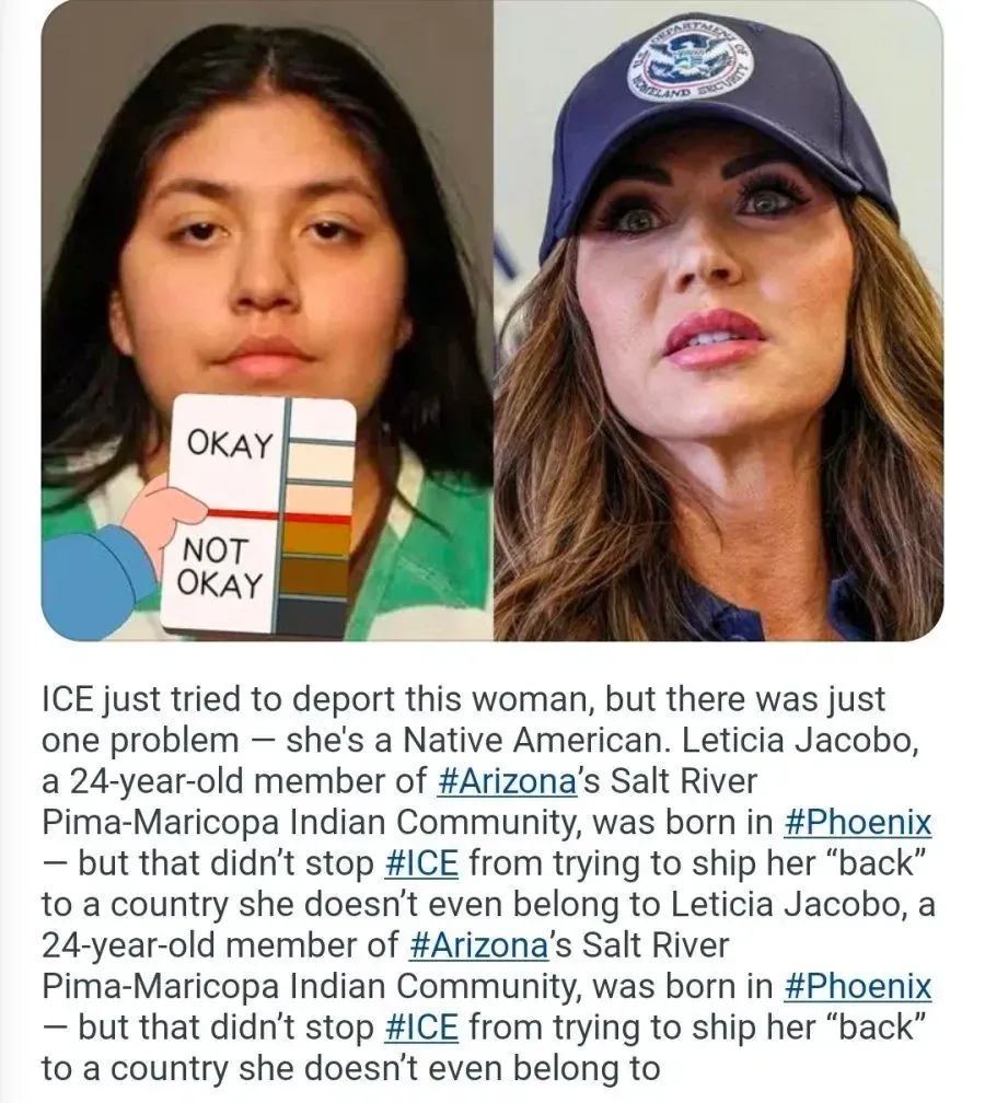 ICE가 원주민 여성을 추방하려 한 사건을 보도하는 뉴스 게시물