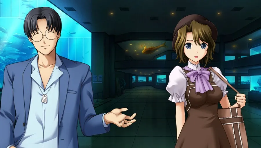 아이가 이상한 사람들을 가리키며 아빠에게 말하는 장면