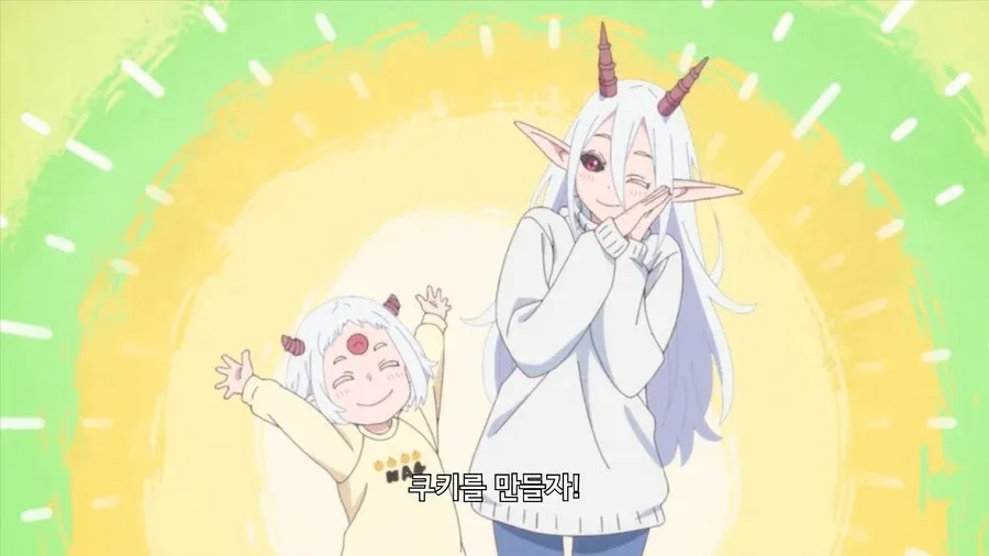 쿠키를 만들자며 즐거워하는 마왕의 딸