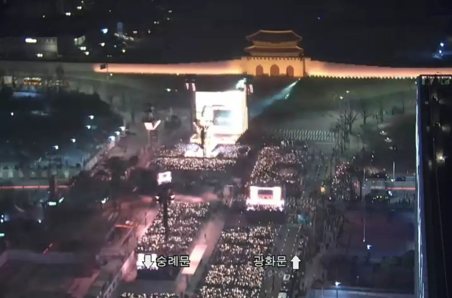 BTS 광화문~세종대로 구간 CCTV 영상, 숭례문과 광화문 방면 도로 실시간 화면