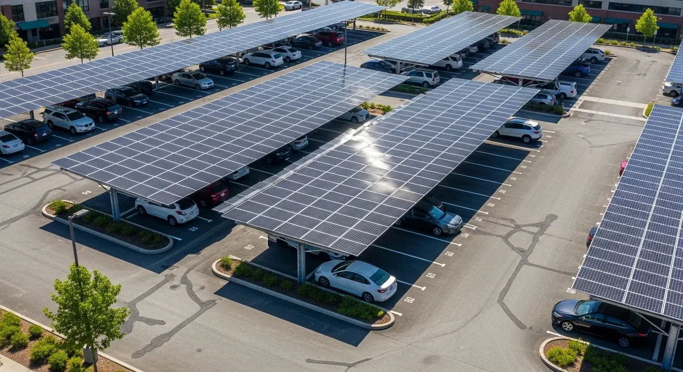 태양광 발전기가 설치된 공영주차장 시설