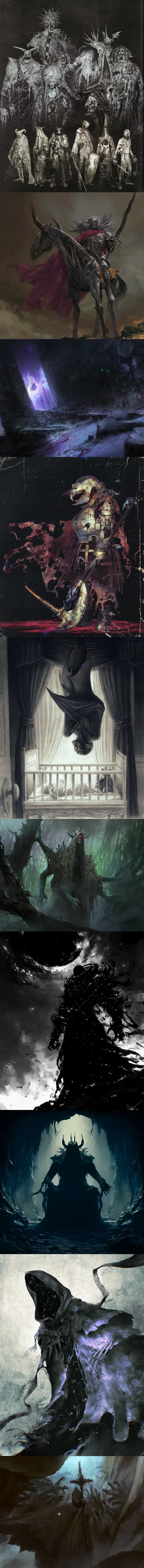 다크 판타지 스타일의 신비로운 마법 일러스트