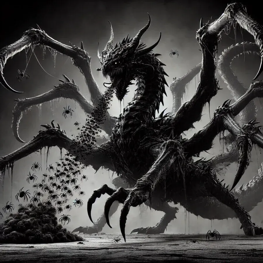 5살 아이가 상상한 거미 그림