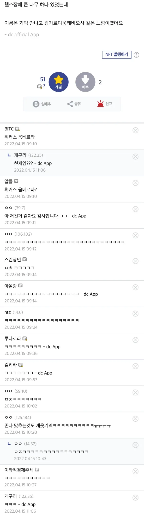 식물갤 금전수 추천 댓글 모음 스크린샷