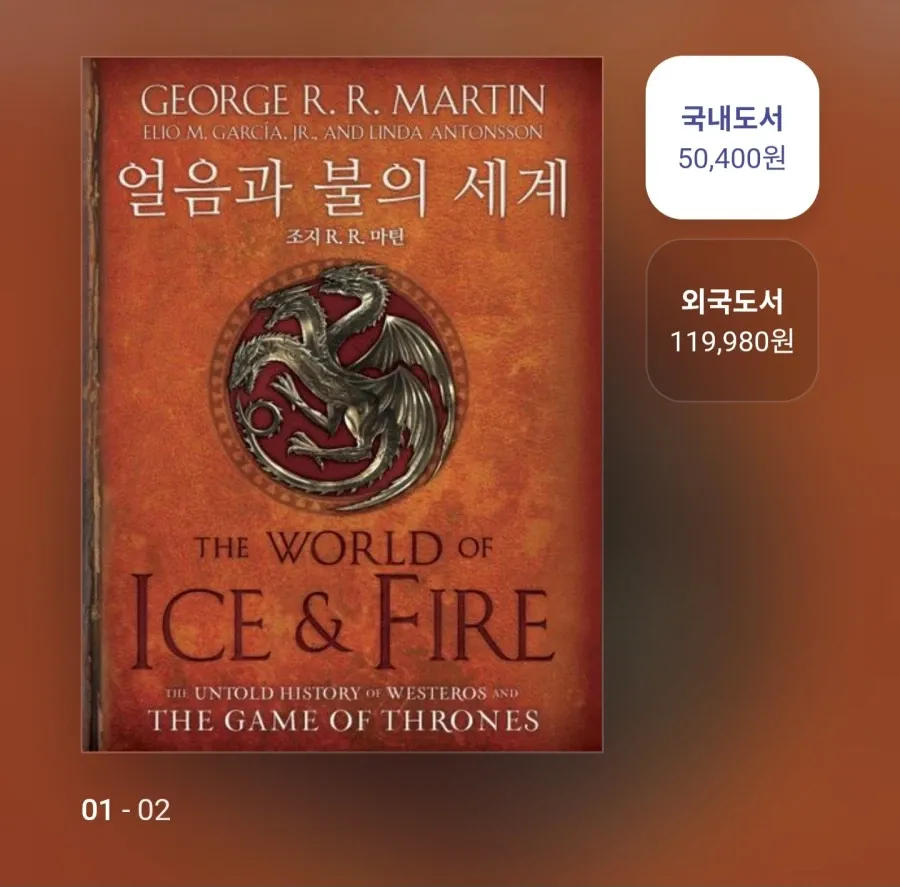 조지 마틴의 웨스테로스 미공개 역사서 '얼음과 불의 세계' 책 표지