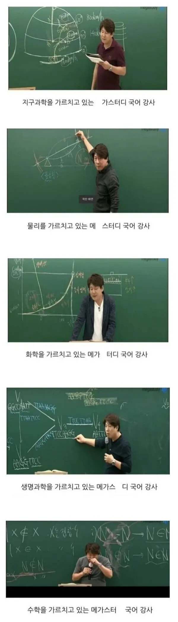 기하학과 물리 문제를 설명하는 국어 강사의 밈