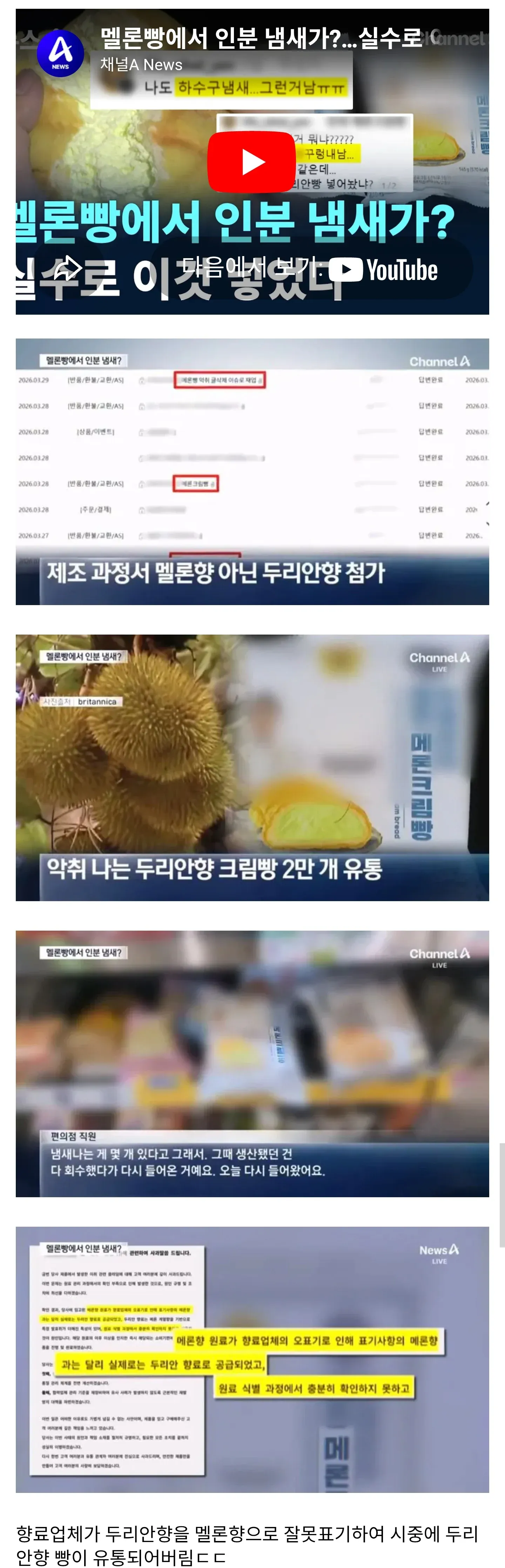 메론빵에서 나던 하수구 냄새의 진실