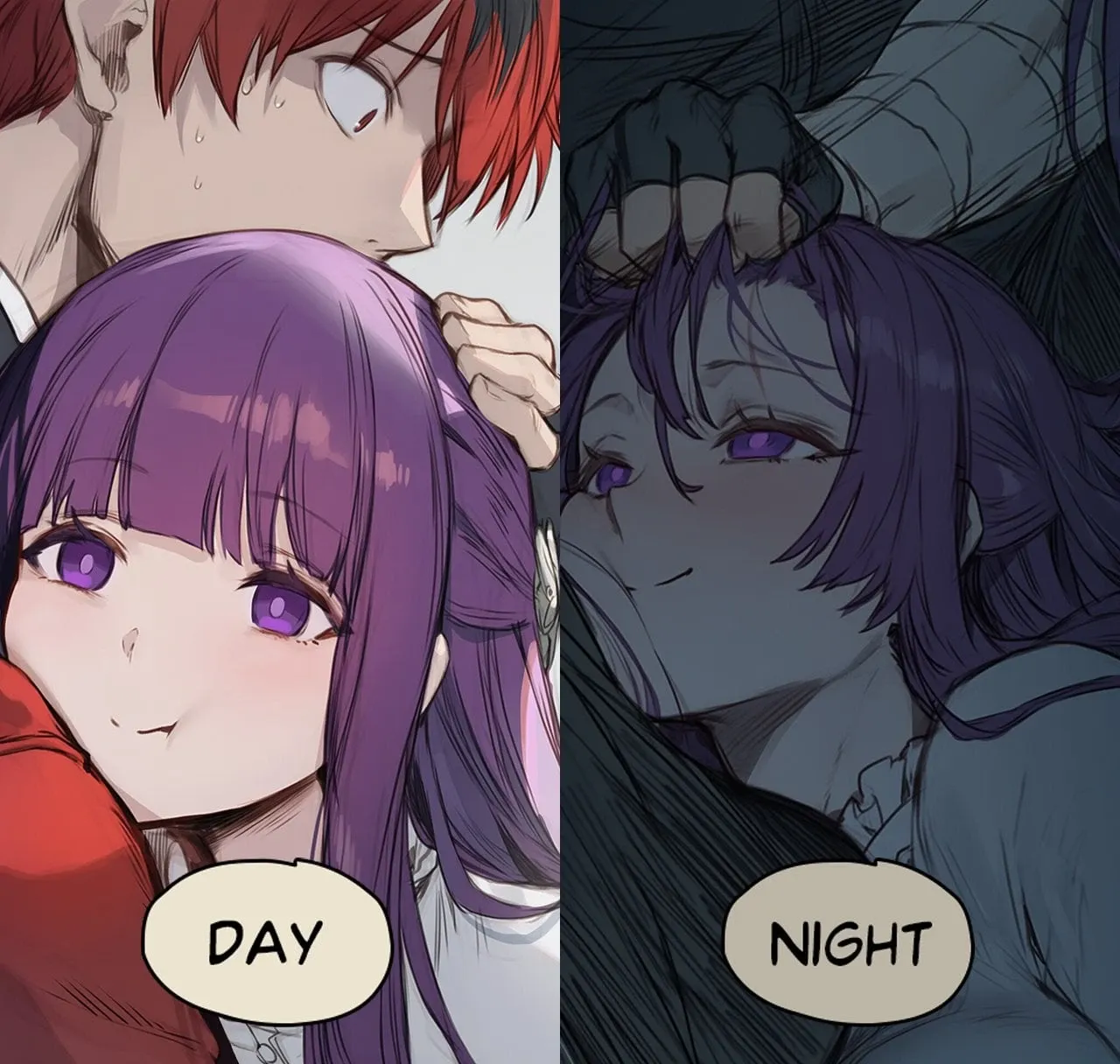 DAY와 NIGHT를 대비한 이미지로 밤에 페르소나가 약해지는 상황을 표현