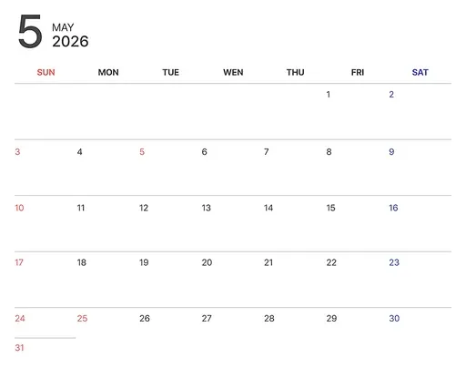2026년 5월 달력, 4일 임시공휴일 지정 검토