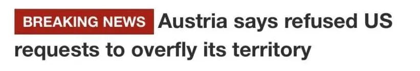 속보: 오스트리아, 미국 영공 통과 요청 거부