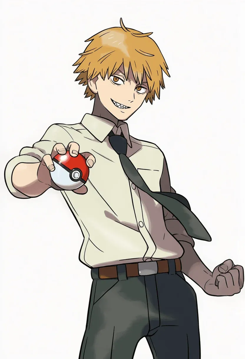 포켓몬 그림체로 그린 체인소맨 캐릭터 팬아트