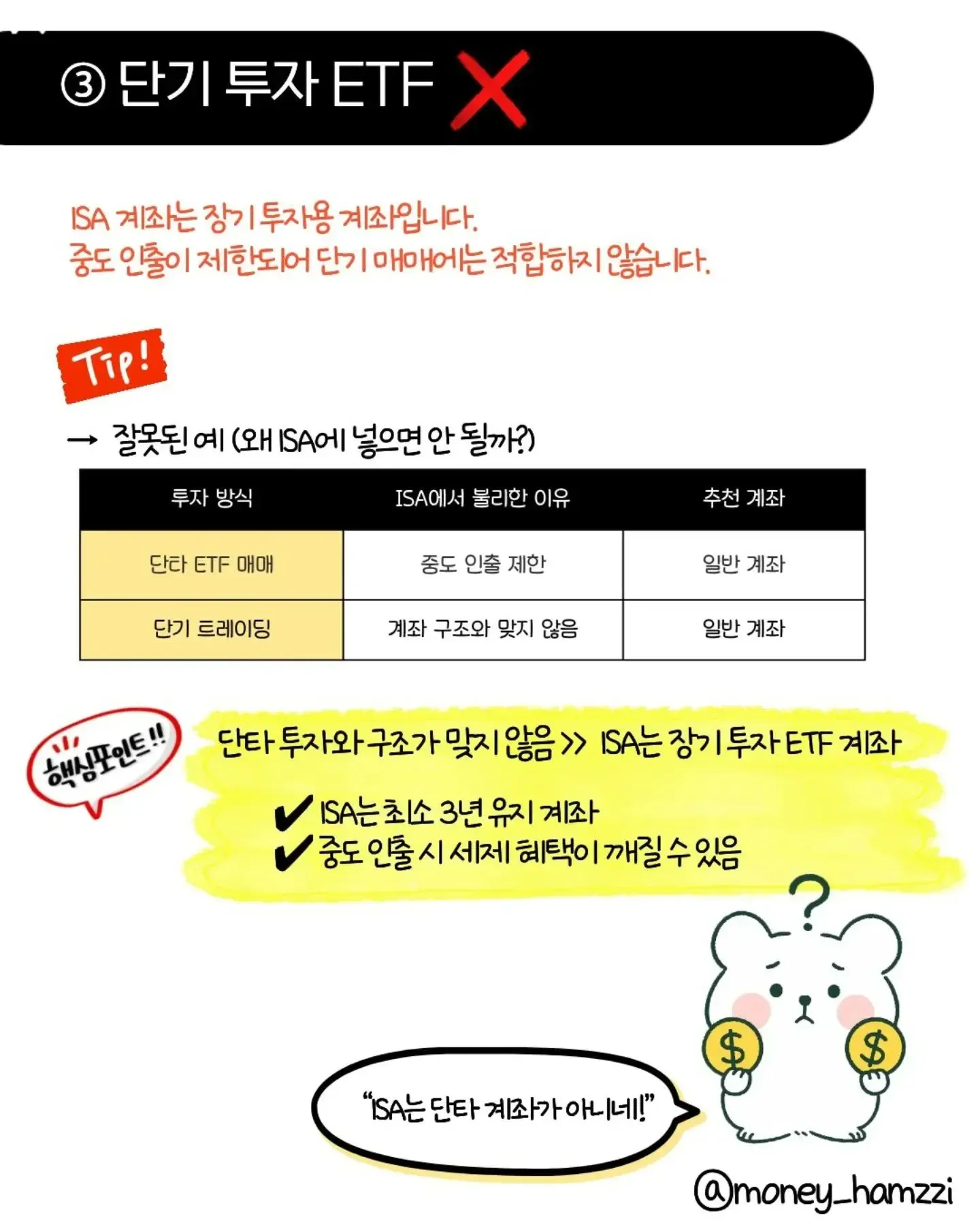 ISA 계좌에 단기 ETF가 부적합한 이유 설명 - 중도인출 제한, 단타 거래 불가