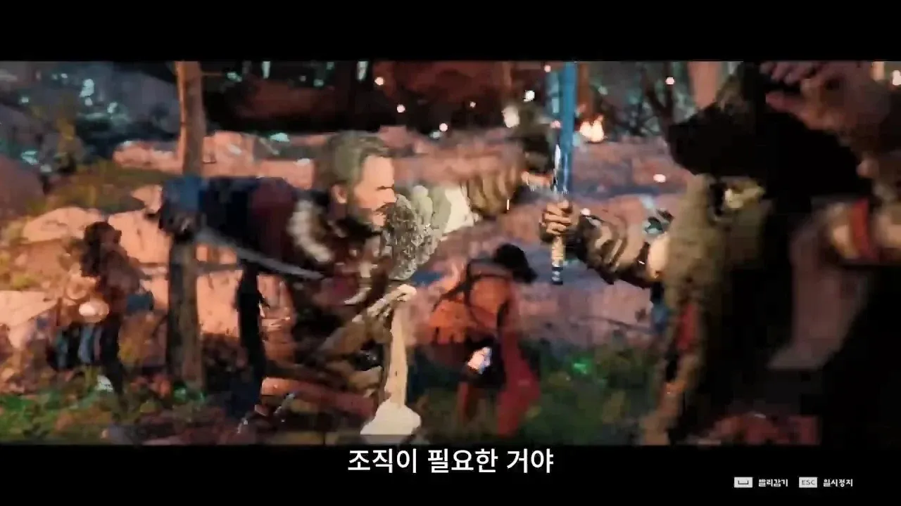 붉은사막 주인공이 조직 가입을 위해 팔씨름 대결을 하는 장면