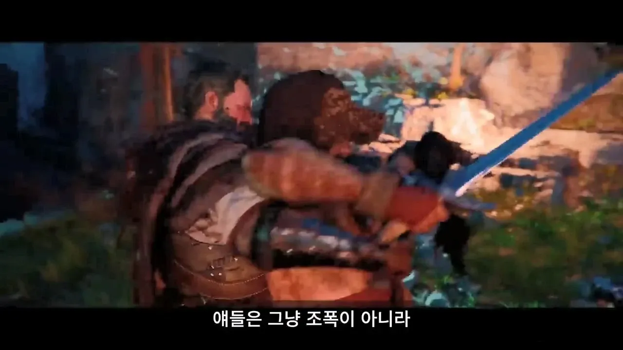 붉은사막 주인공 팔씨름 장면에 대한 자막: 애들은 그냥 조폭이 아니라