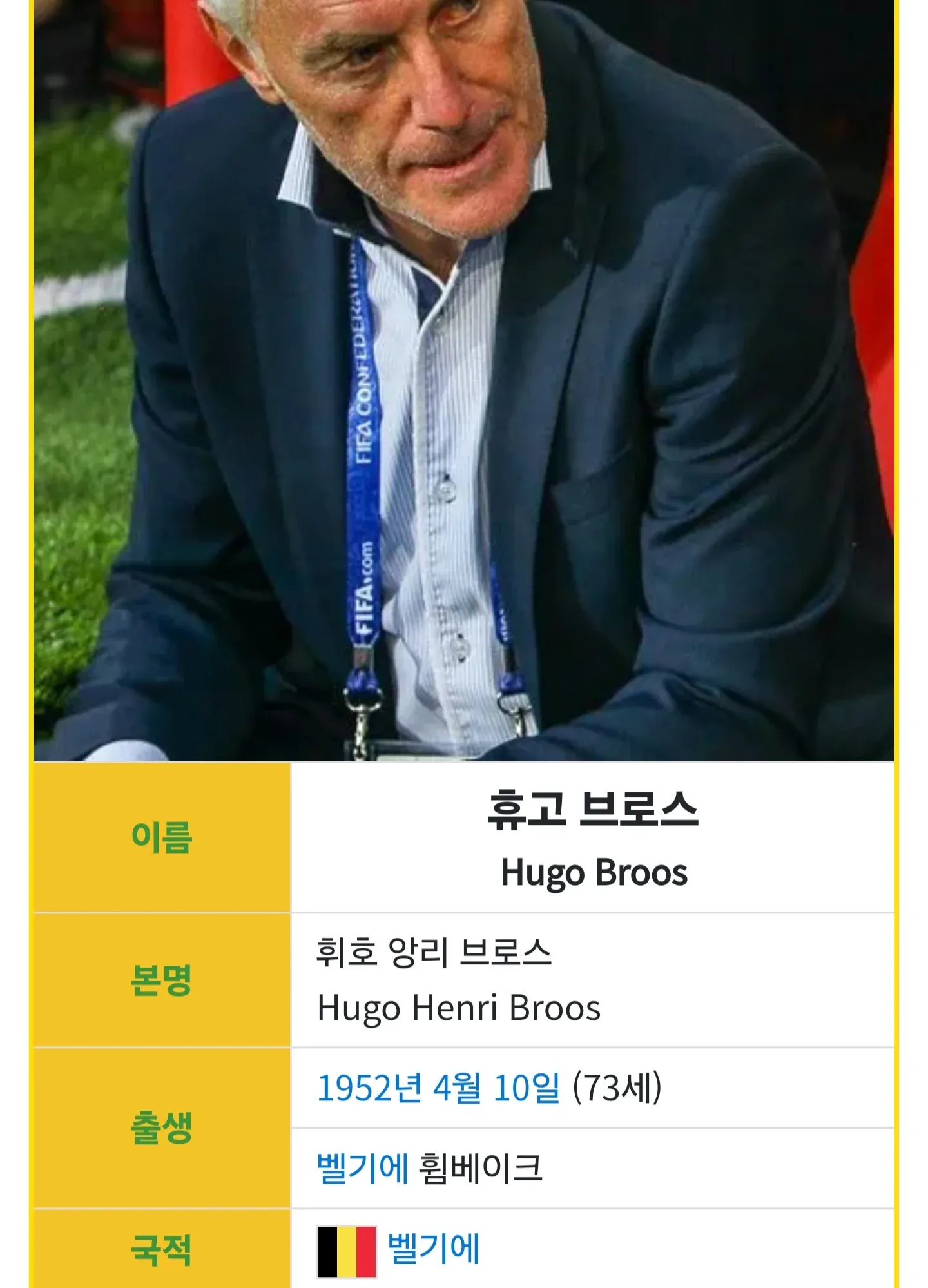 남아공 축구 대표팀 감독 휴고 브로스 프로필 정보