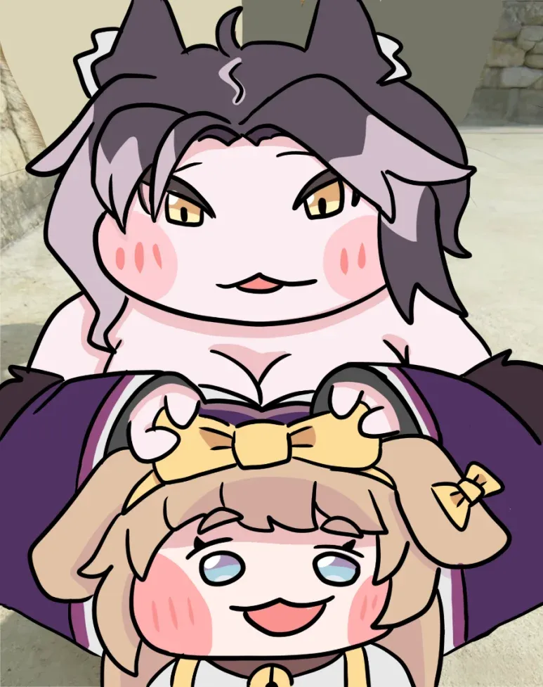 늑대 아주머니에게 리본을 묶어 받는 장면